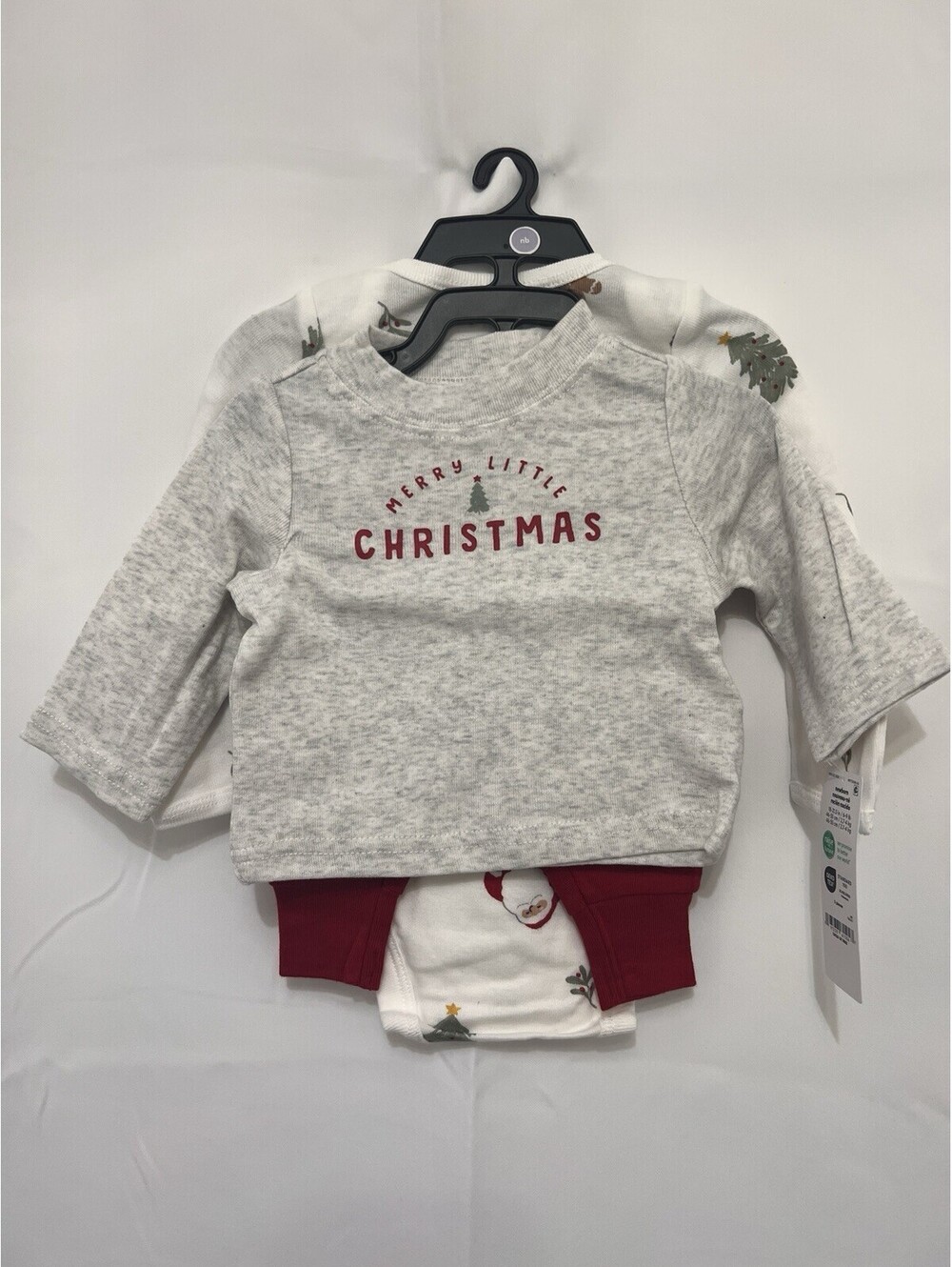 NWT Carter's Newborn Christmas Outfit Santa Bodysuit Top Red Pants 3-Piece